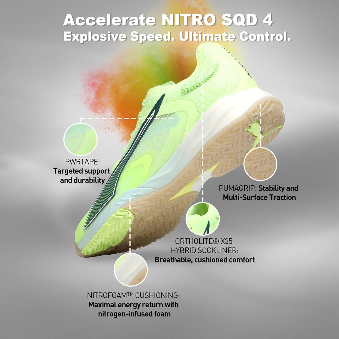 puma accelerate nitro sqd 4 jaune fluo vert